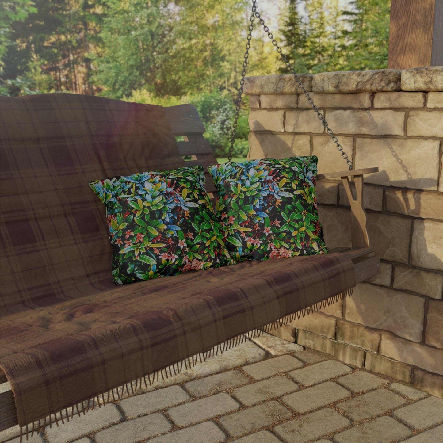 160. Made In The Shade PAINTED BUSHES Outdoor Pillow