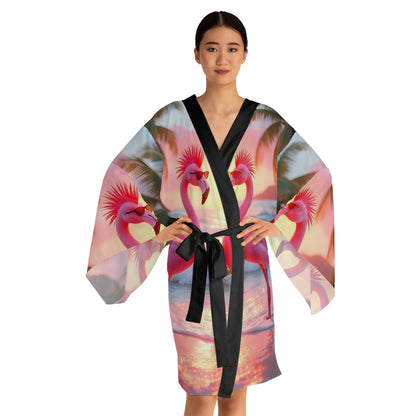 17. Punk Flamingos - Long Sleeve Kimono Robe