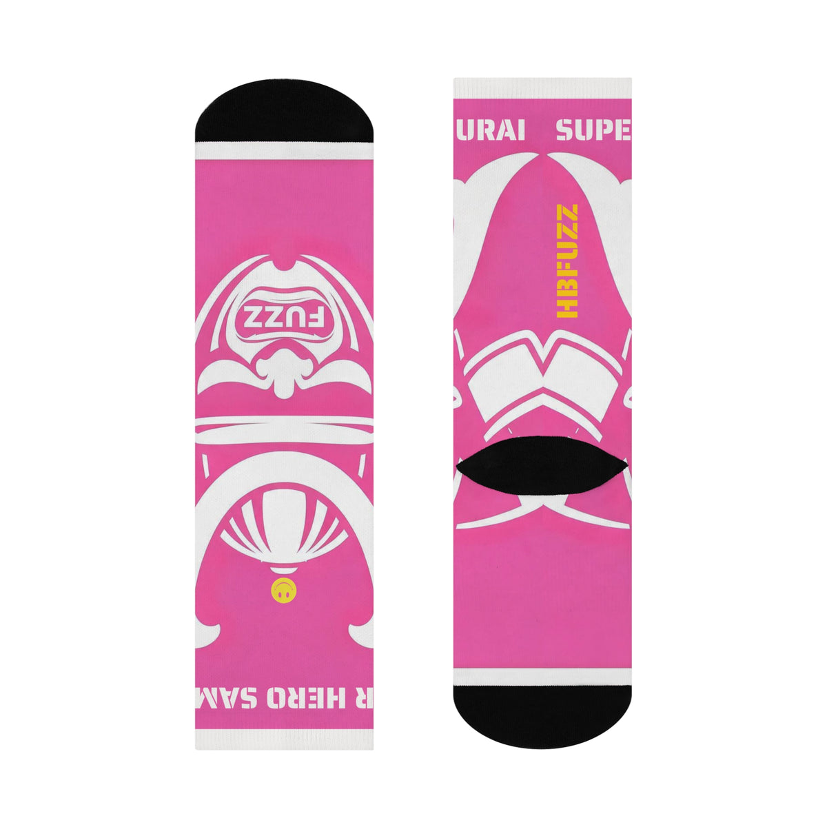 Super Hero Samurai Pink Crew Socks — Cushioned Athletic Socks with Bold Graphic