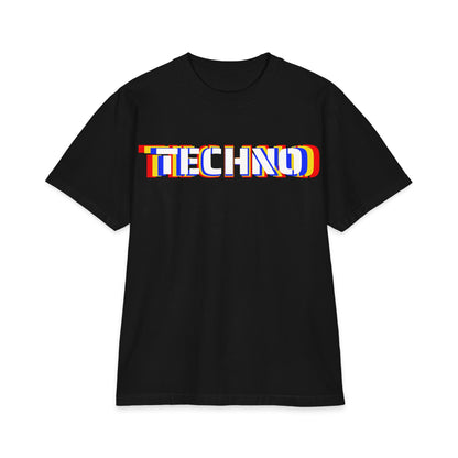 Techno Glitch T‑Shirt — Retro Rave Music Tee with Smiley Dancer