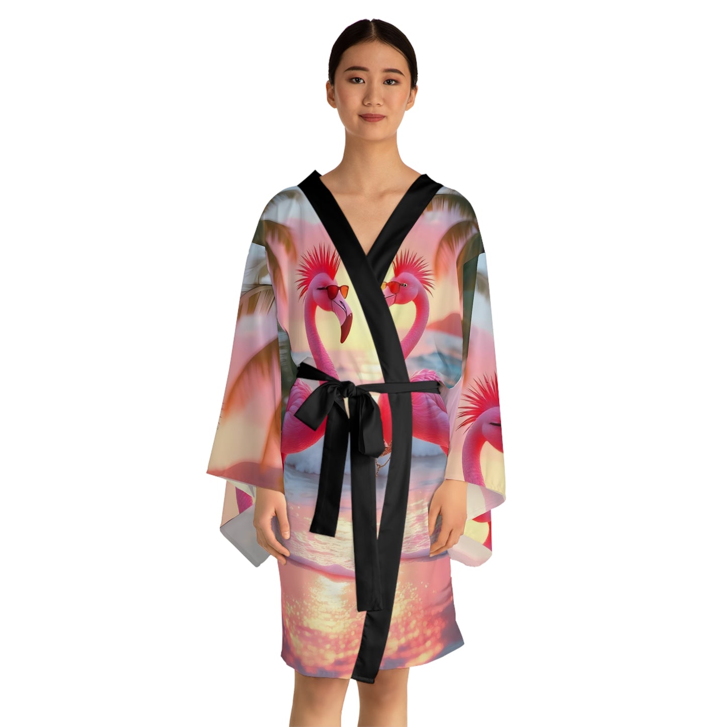 17. Punk Flamingos - Long Sleeve Kimono Robe