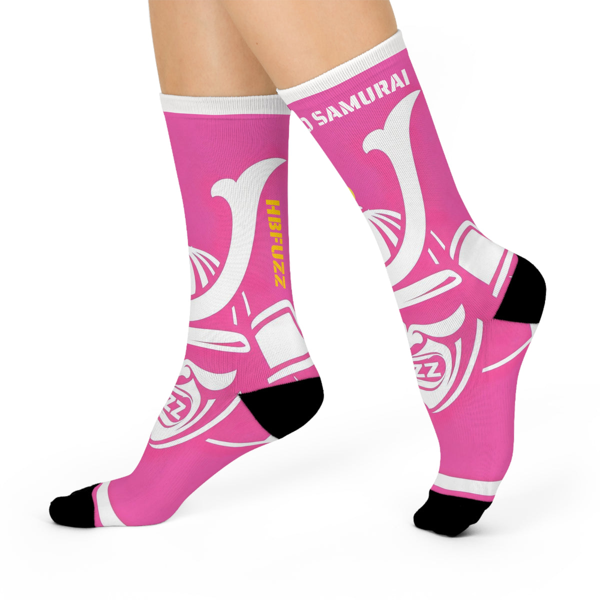 Super Hero Samurai Pink Crew Socks — Cushioned Athletic Socks with Bold Graphic