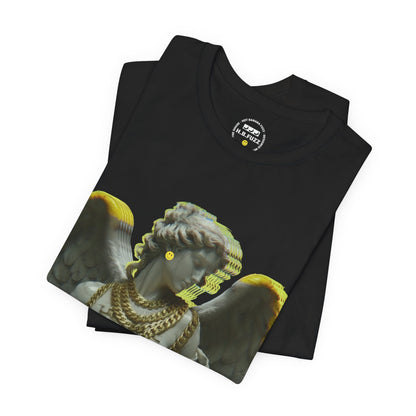 Techno Angel T-Shirt — Retro Statue Graphic Tee for Rave & EDM Fans