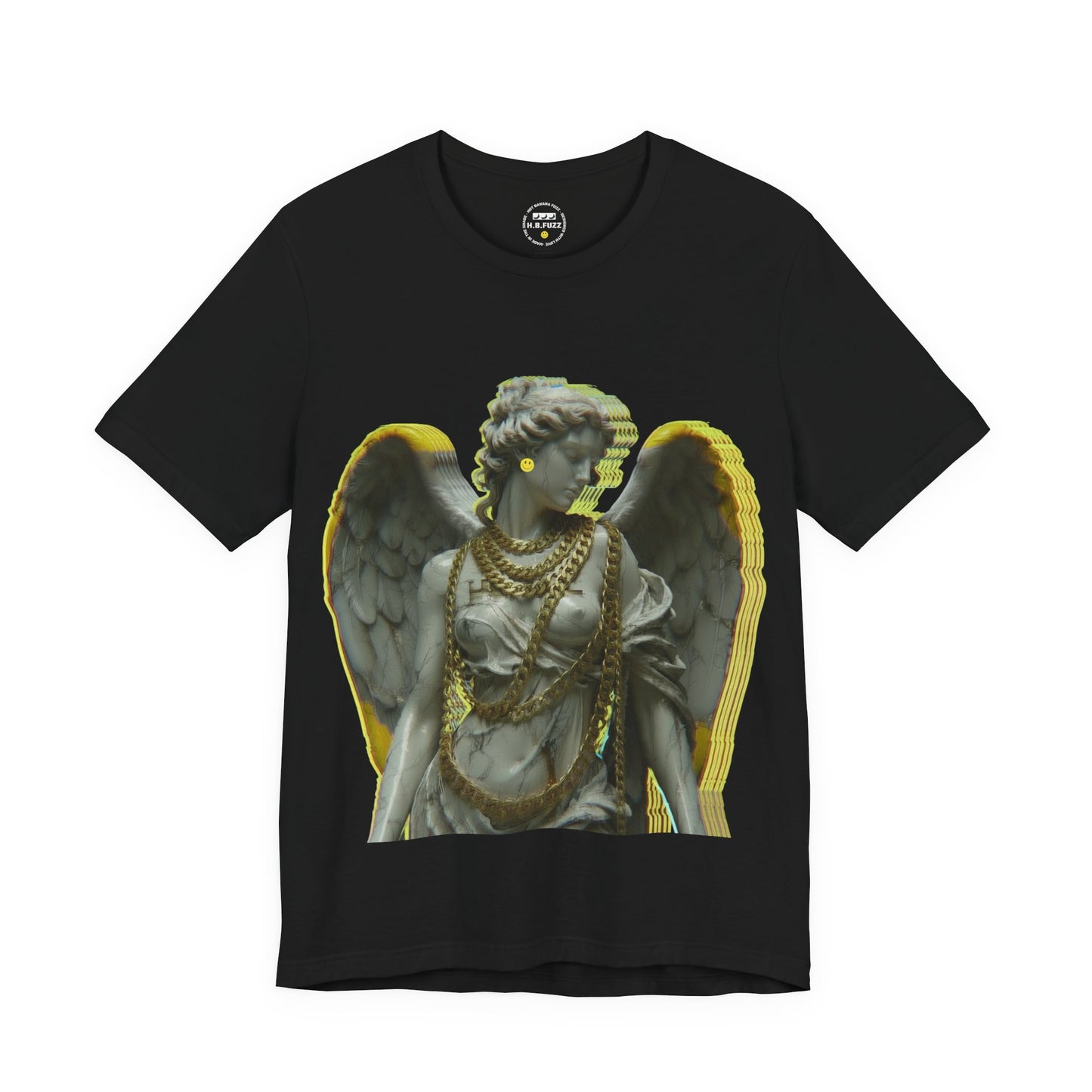 Techno Angel T-Shirt — Retro Statue Graphic Tee for Rave & EDM Fans