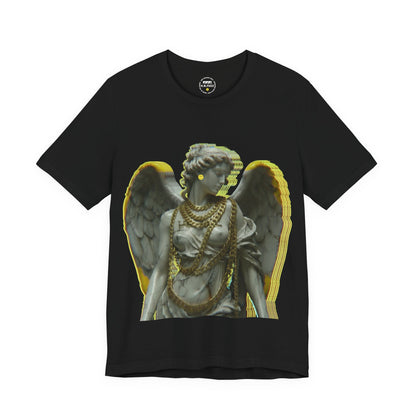Techno Angel T-Shirt — Retro Statue Graphic Tee for Rave & EDM Fans