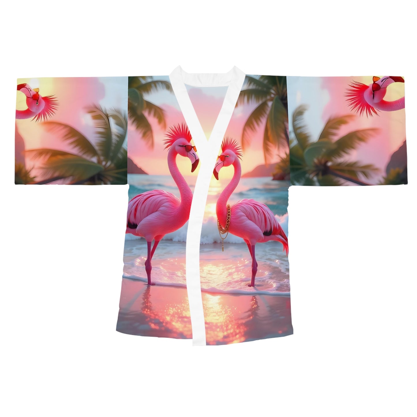 17. Punk Flamingos - Long Sleeve Kimono Robe