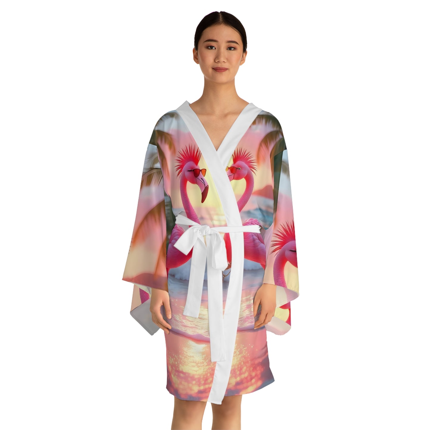 17. Punk Flamingos - Long Sleeve Kimono Robe