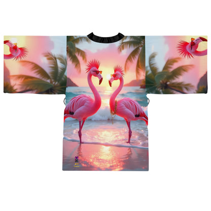 17. Punk Flamingos - Long Sleeve Kimono Robe