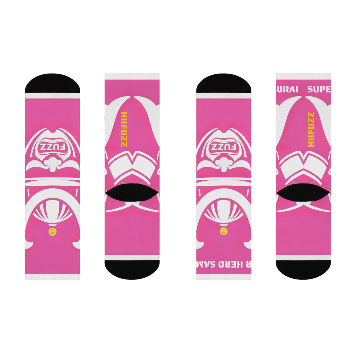 Super Hero Samurai Pink Crew Socks — Cushioned Athletic Socks with Bold Graphic