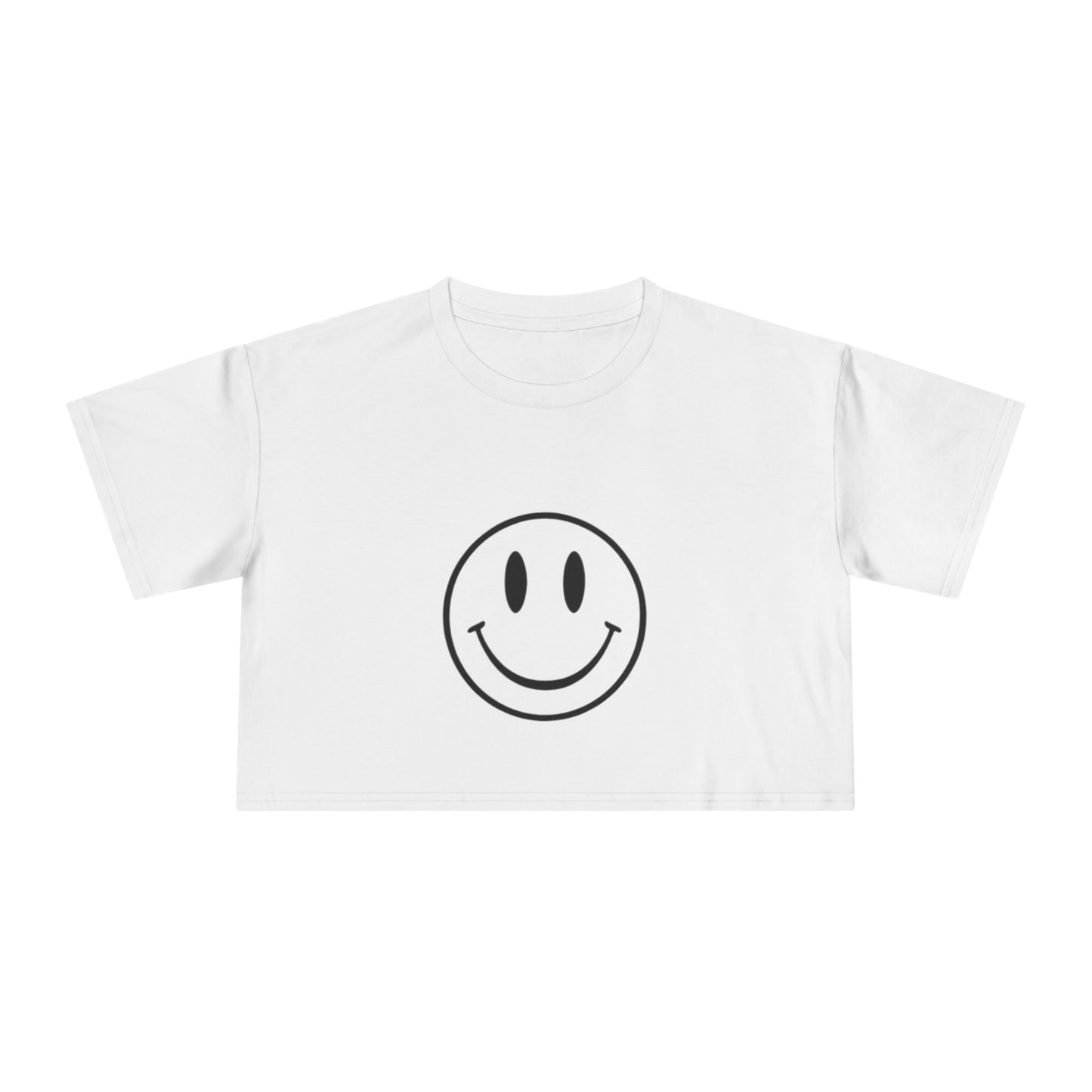 Smiley Face Women's Crop Tee — Retro Happy Emoji Graphic Top