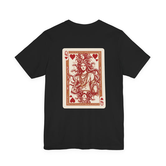 Medusa - Queen of Hearts Playing Card Tee — Vintage Tarot-Style Graphic Shirt - You love it _ You must have it_ Buy it_ Go Bananas =)