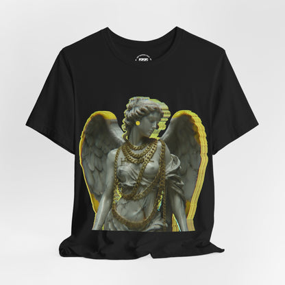 Techno Angel T-Shirt — Retro Statue Graphic Tee for Rave & EDM Fans
