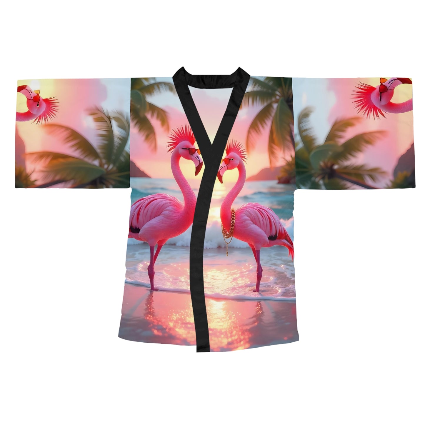 17. Punk Flamingos - Long Sleeve Kimono Robe