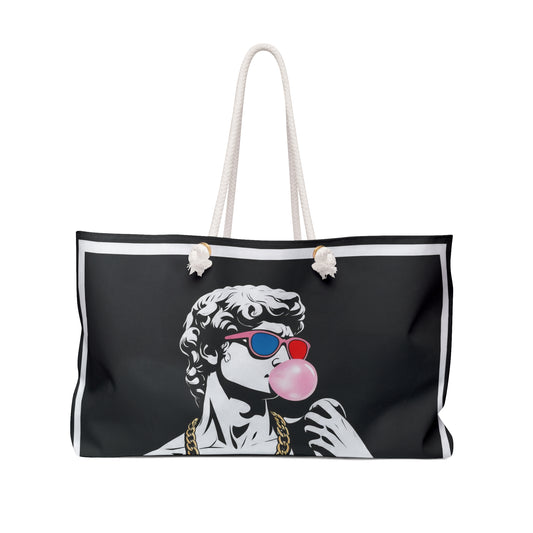 Michelangelo X HotBananaFuzz - 3D David Bubble Gum Weekender Beach Bag — Retro Statue with 3D Sunglasses & Bubblegum Travel Tote