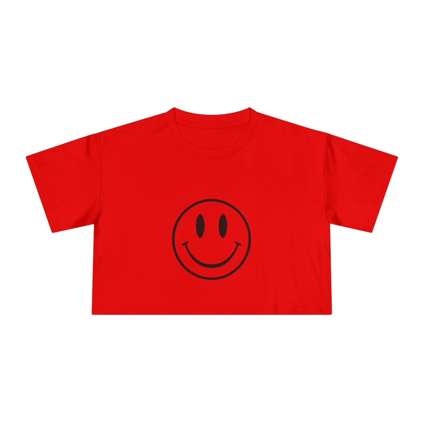 Smiley Face Women's Crop Tee — Retro Happy Emoji Graphic Top