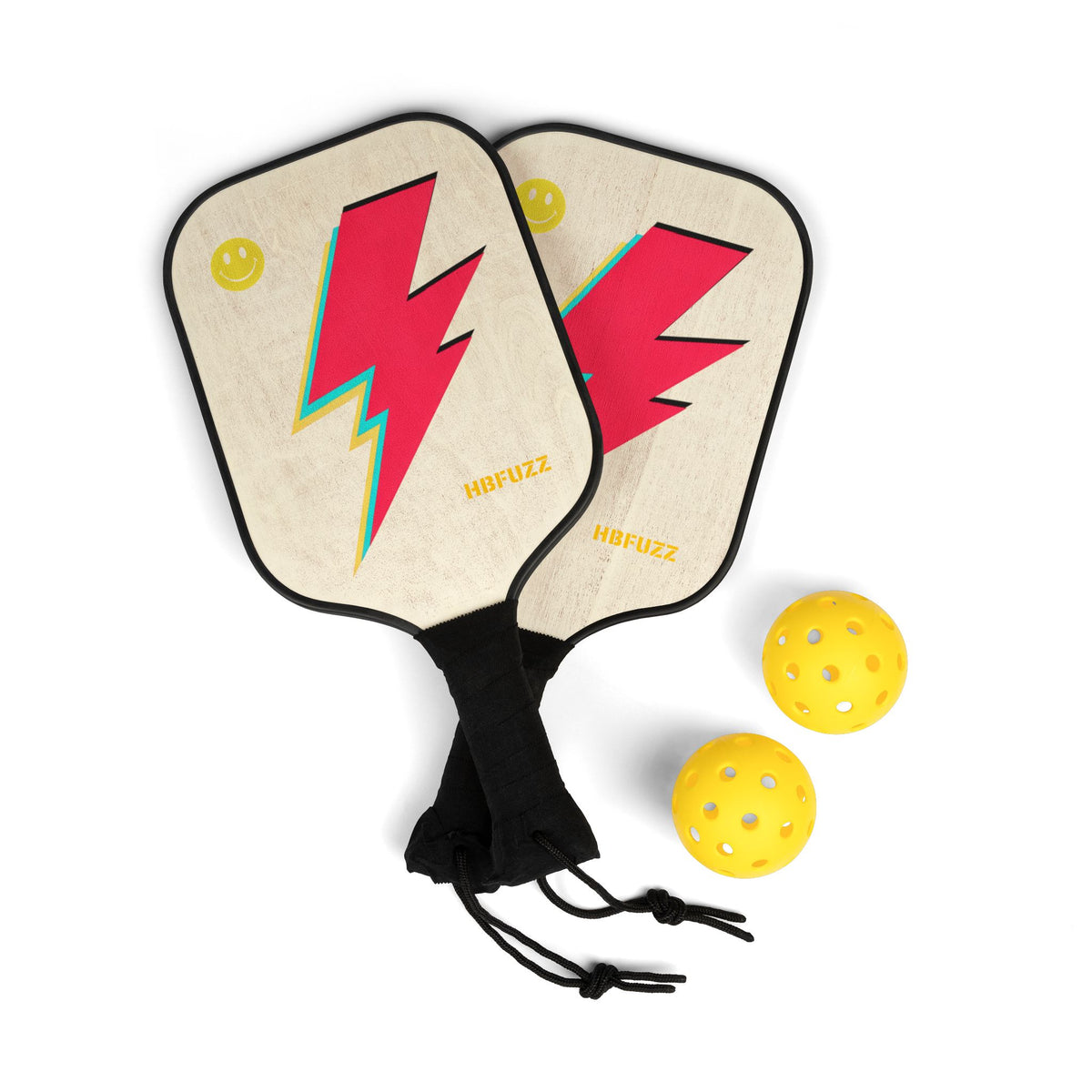 HBFUZZ Retro Lightning Bolt Pickleball Paddle Set