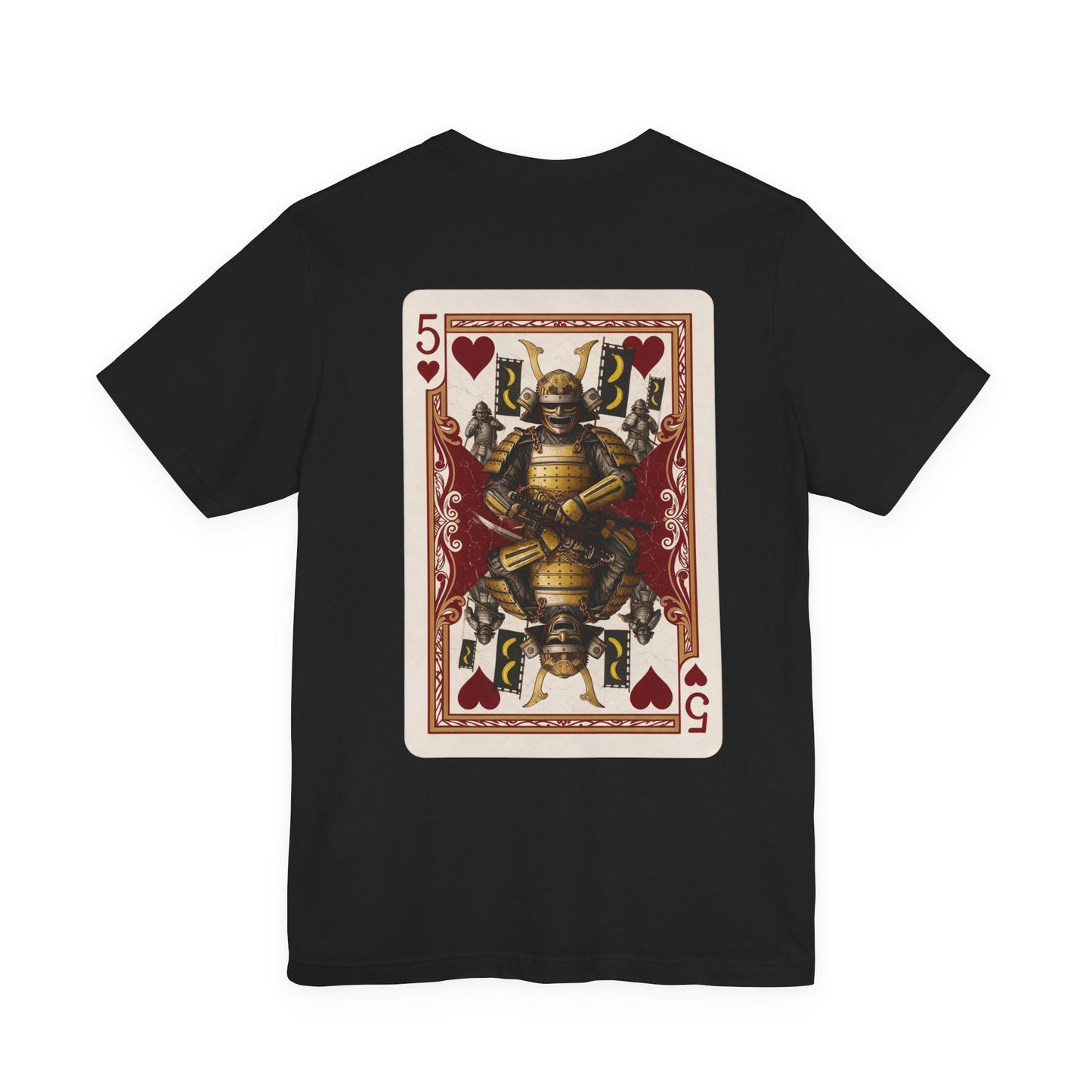 Banana Bushido - Samurai Five of Hearts T‑Shirt — Vintage Playing Card Graphic Tee