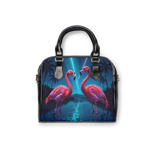Flamingo's In The Night - Shoulder Handbag