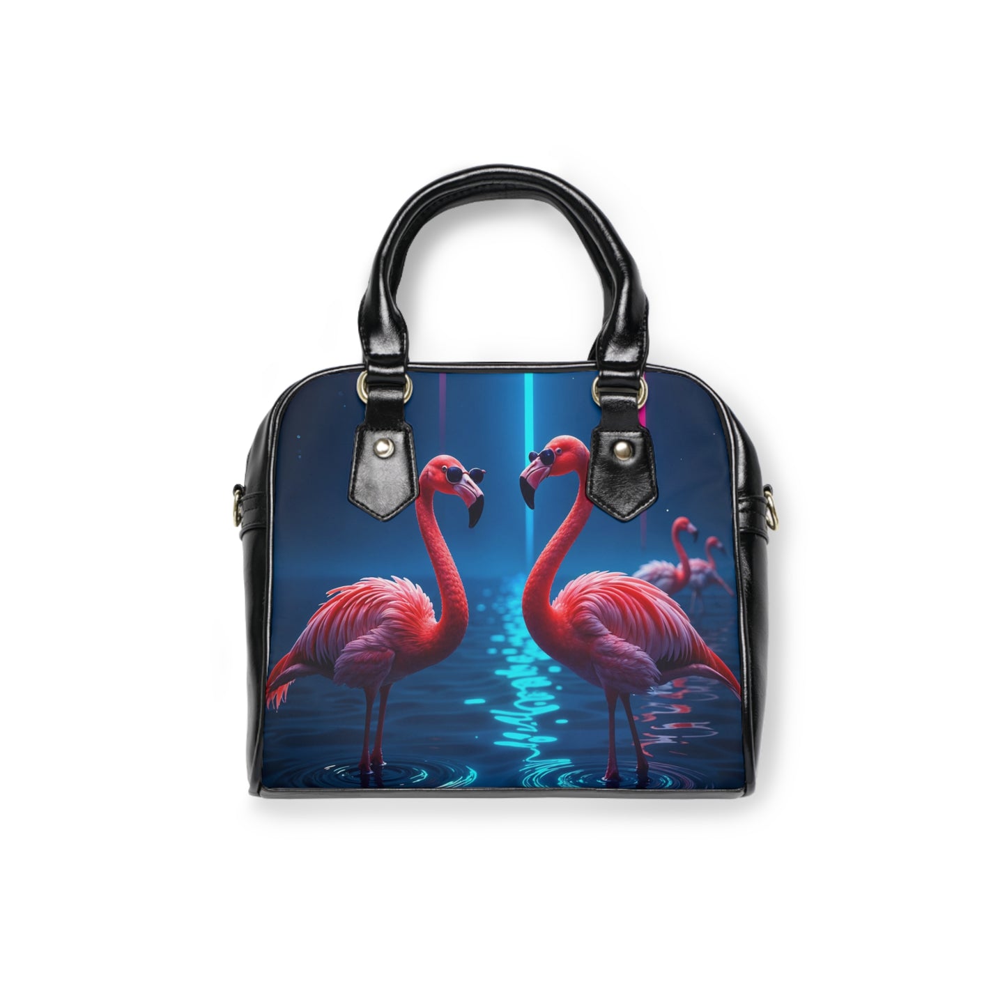 Flamingo's In The Night - Shoulder Handbag