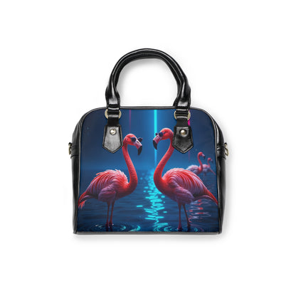 Flamingo's In The Night - Shoulder Handbag