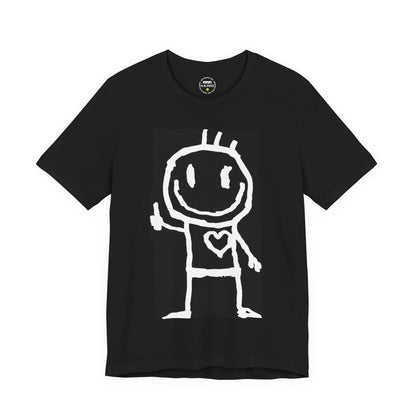 THUMBS UP BUDDY — Heart Chest Graphic Short Sleeve Shirt